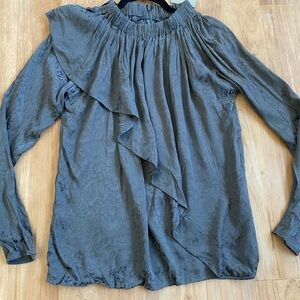 ASOS Charcoal Draped ruffle Blouse 4